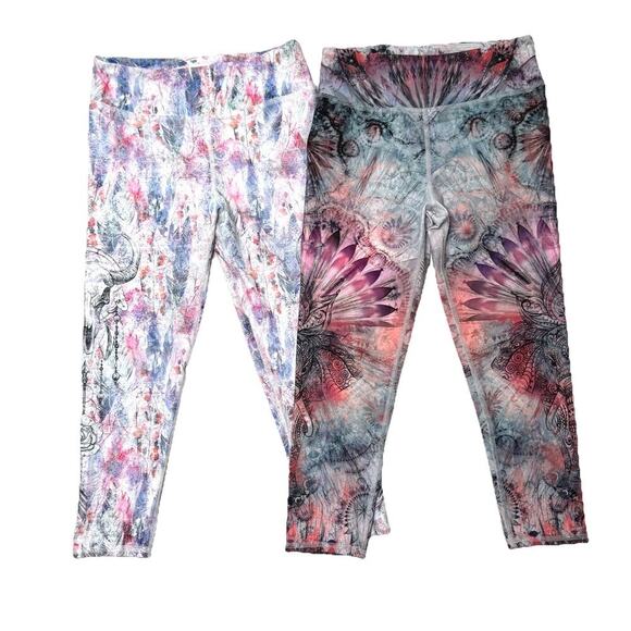 Lot Of 2! Evolution & Creation Leggings Womens Sz M Multicolor Activewear Pants - Picture 1 of 11